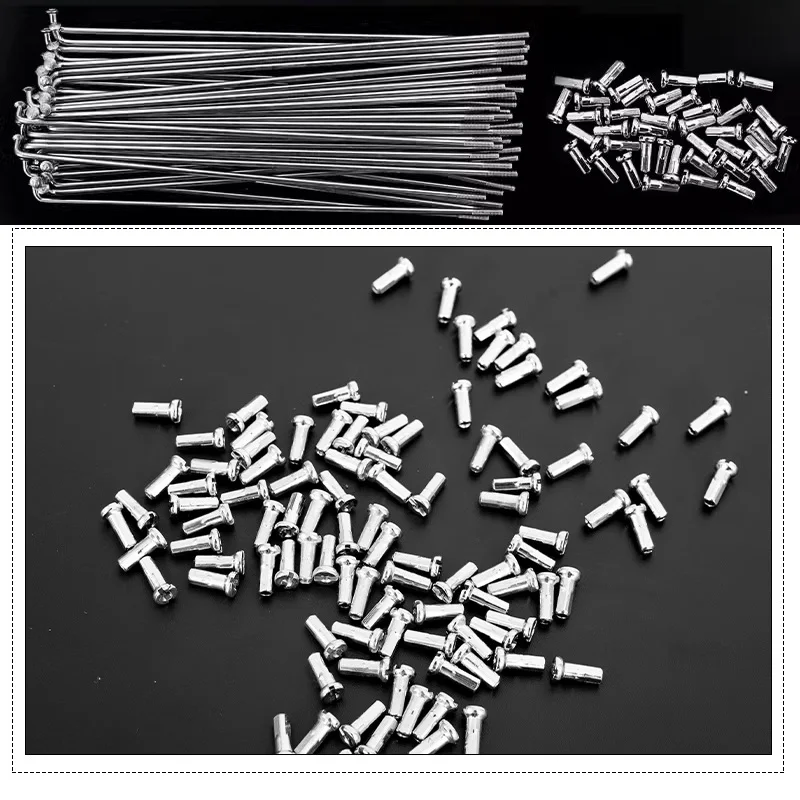 Stainless Steel Cycle Spokes Silvery Mountain Road Bicycle with Nipples Bike Accessories 14G 181mm-230mm 40Pcs