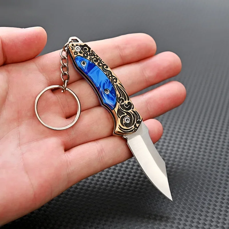 

Brass Mini Folding Knife Sharp Home Daily Unboxing Knife Outdoor Self-Defense Keychain Pendant High Hardness Fruit Knife