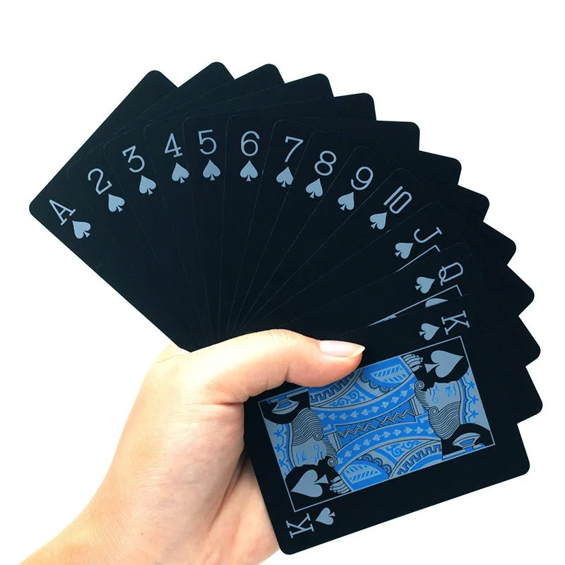 Waterproof PVC Plastic Playing Cards Set 54pcs Deck Poker Classic Magic Tricks Tool Pure Black Magic Box-packed playing cards plastic playing cards poker set