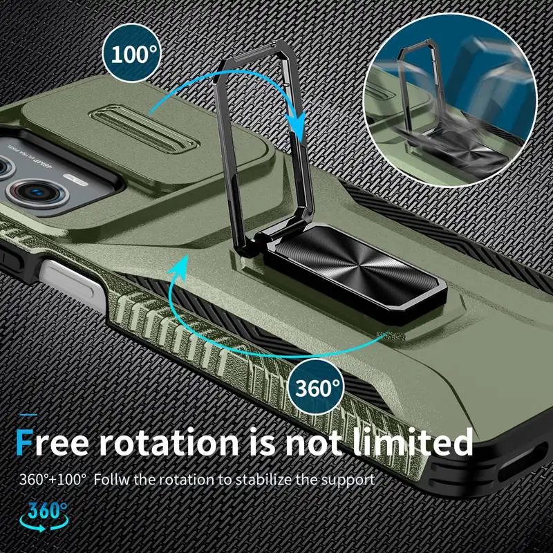 Military Grade Ring Holder Case For Motorola Moto G 5G 2024 MotoG 4G 2023 Heavy Duty Camera Lens Slide Cover Moto G 5G 2023 Case 3