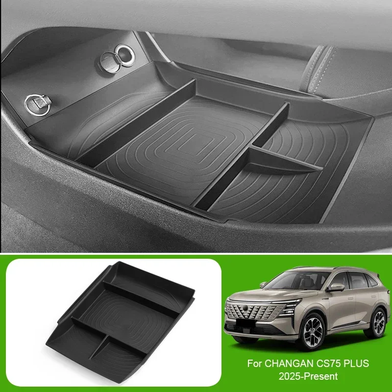 차량 팔걸이 박스 수납함, CHANGAN CS75 PLUS 2025-2026용 하단 중앙 컨트롤 정리함, 무선 충전 패드, 컵홀더