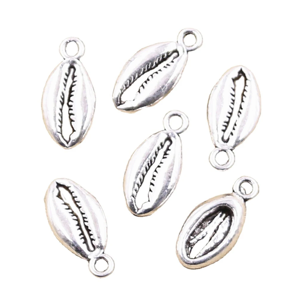 15 Stück Charms Bohemian Kauri Muschelschale 17x8mm Antik Silber Farbe vergoldet Anhänger Herstellung DIY handgemachter tibetischer Schmuck finden