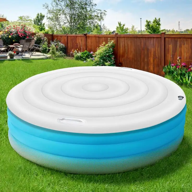 Hot Tub Cover 5.25ft Round Inflatable Hot Tub Cover Round Foldable Replacement Part with Handle Insulated Lid Protector for Home