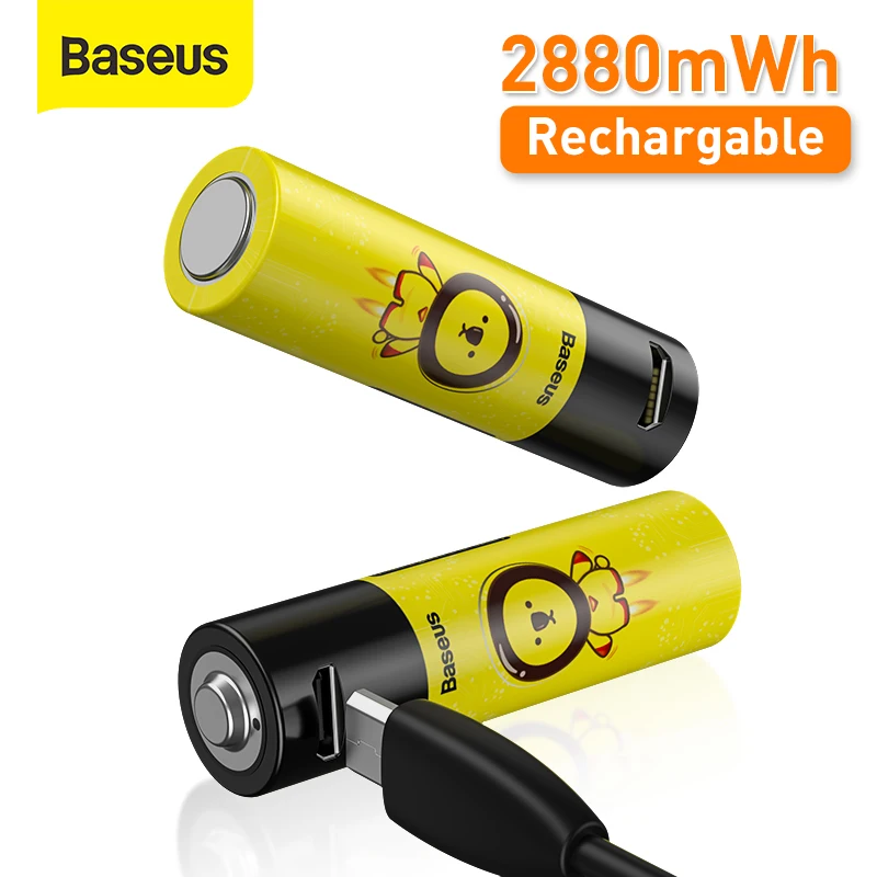  Baseus 4 шт 14500 AA батарея 2880mWh литий-ионный аккумулятор 1,5 В литий-ионный аккумулятор высокой емкости для игрушечных автомобилей микрофон б…