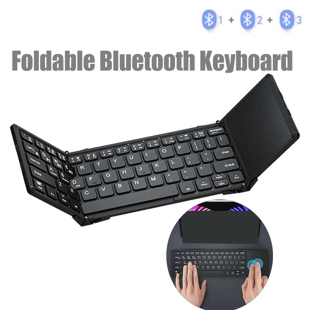 Missgoal-teclado Dobrável sem Fios Recarregável com Touchpad Multi-dispositivos Bluetooth para Ios e Android