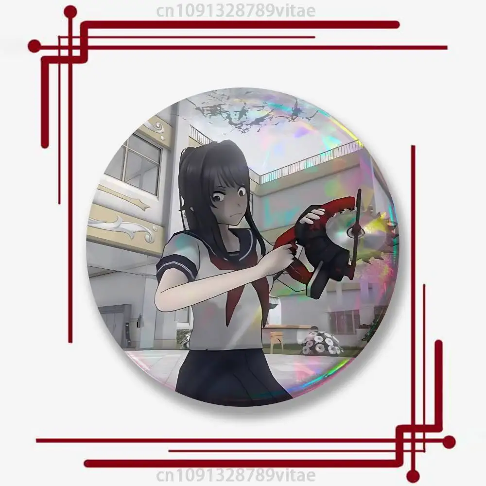 Yandere S-Simulator Ayano Aishi Custom 32/44/58mm handgefertigte Anstecknadeln, runde Brosche, Abzeichen, Rucksäcke, Kleidung, Schmuck, Geschenke – Detail 11