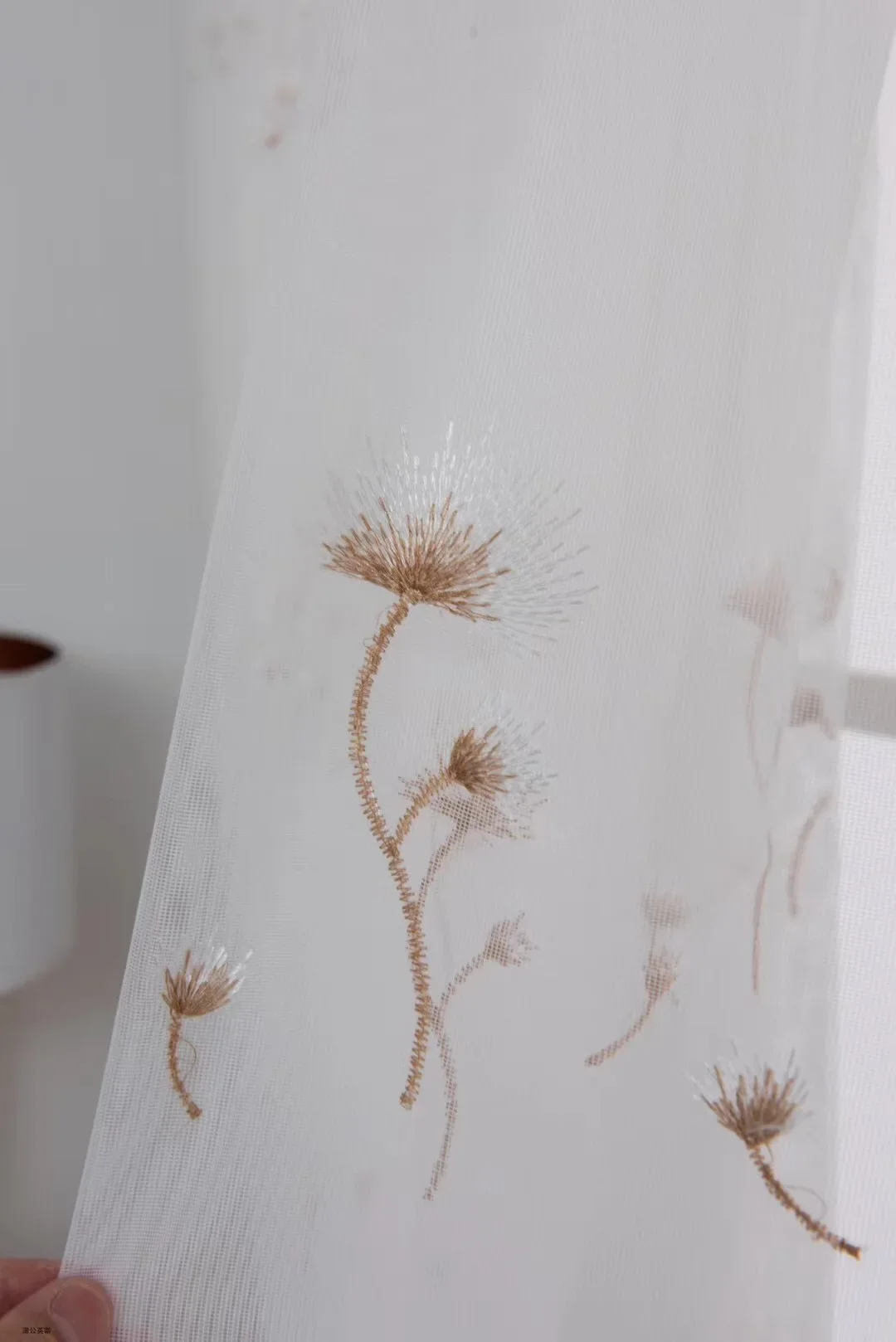 1PC Minimalist INS Small Fresh Embroidered Window Screen Curtain Plain Polyester Dandelion 2