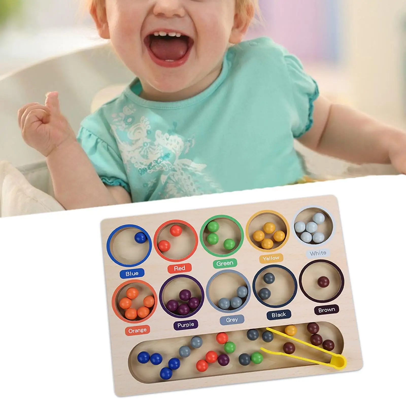 

Montessori Toys Color Sorting and Counting Sensory Toys Stacking Wooden Rainbow Peg Board for Toddlers Girls and Boys Children
