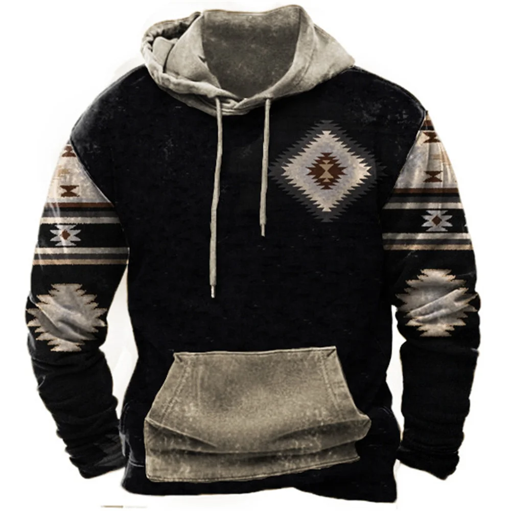 

Vintage Tribal Style Men's Hoodie Hooded Sweatshirt Spring Autumn Unisex Harajuku Loose Pullover Jacket Casual Streetwear Tops