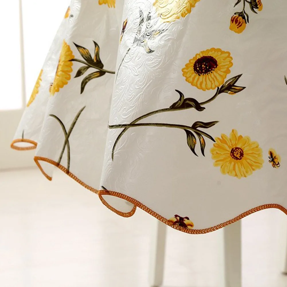 1pc PVC Round Table Cloth 152cm 180cm For 4/6 Seaters New Year Dining Table Cover Waterproof Oilproof Floral Printed Tablecloths 5