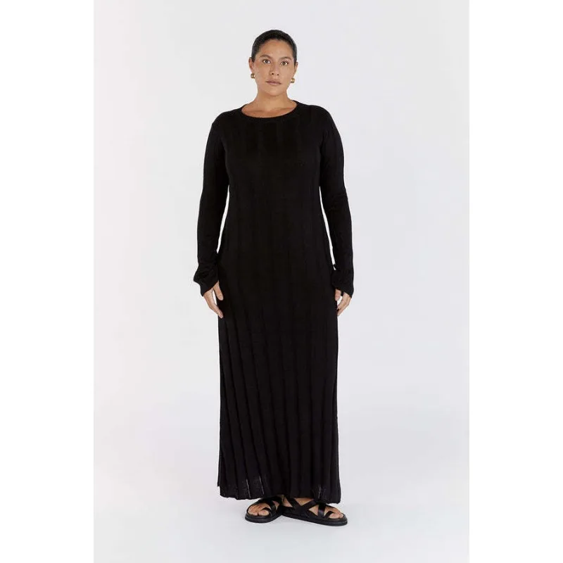 Fashion Loose High Waist Long Dress Female Long Sleeve Solid Pullover Dress Streetwear Knitwear Winter Women Maxi Dress