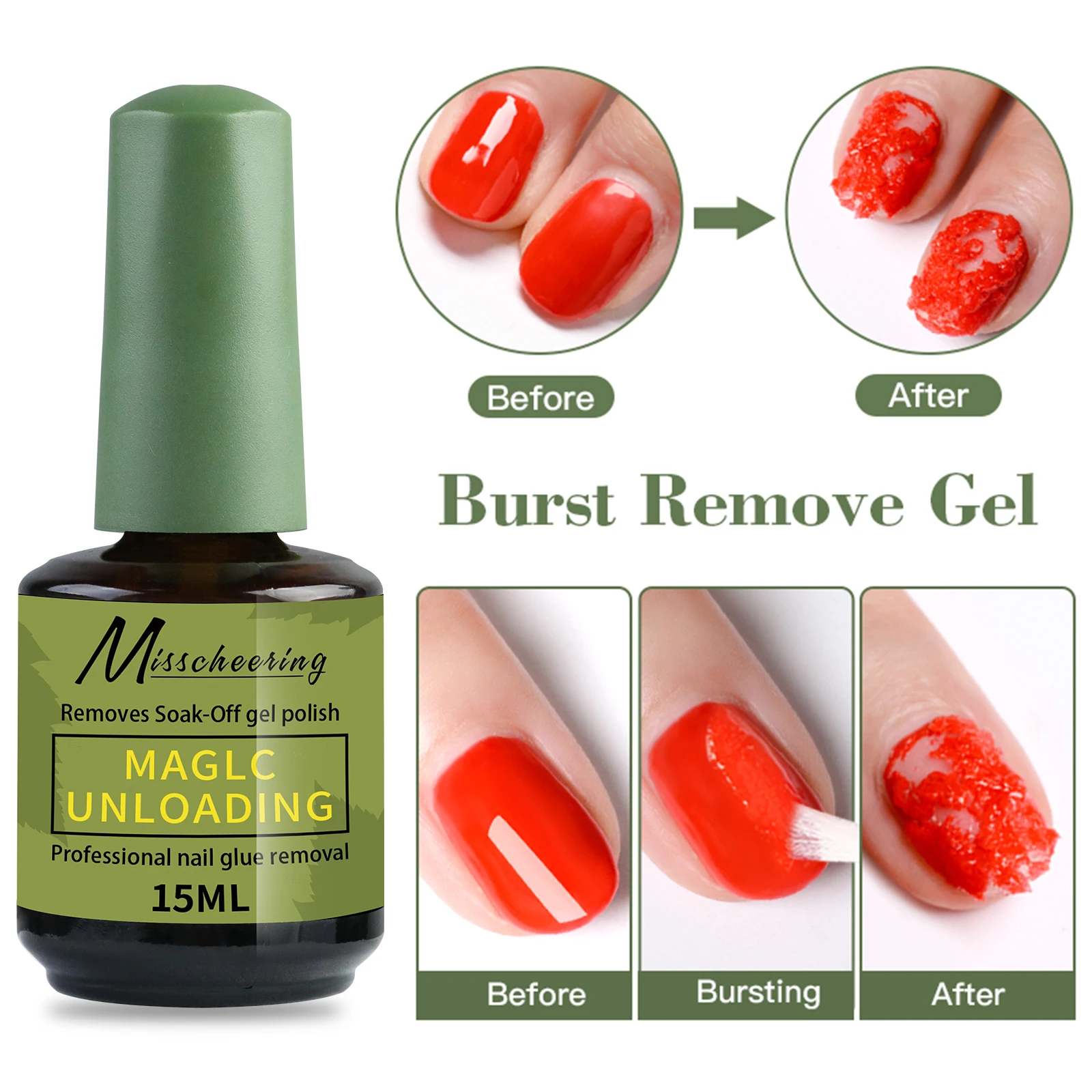 1/3병 15ml 매직 패스트 네일 젤 폴리쉬 리무버 클린 UV 소크 오프 세미 퍼머넌트 바니쉬 네일 아트 제거 도구 매니큐어