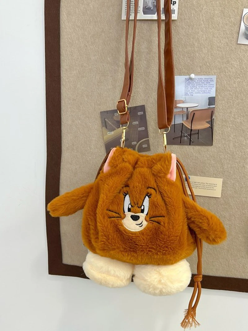 Girl Plush Bag Handbag Single Shoulder Bag Drawstring Cartoon Doll Storage