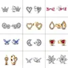 2025 New 925 Silver Stud Blue Zircon Butterfly Shaped Earring Sparkling Pink Bow Stud Original Earring Women Gift Fine Jewelry