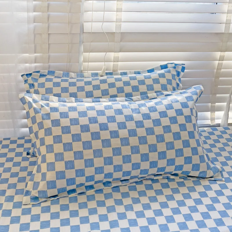 Plaid Fitted Sheet Simple Style Single/Queen/King Bedroom Home Bed Sheet Mattress Cover Pad Bedsheet ( Pillowcase Can Order ) 6