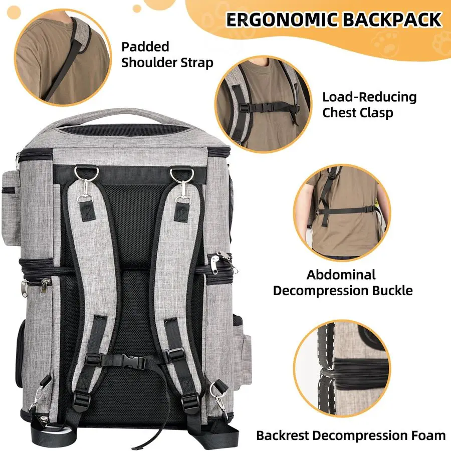 Double Cat Backpack Carrier for 2 Cats – Transparent Foldable Pet Backpack for Cats & Small Dogs (Up to 32 lbs)