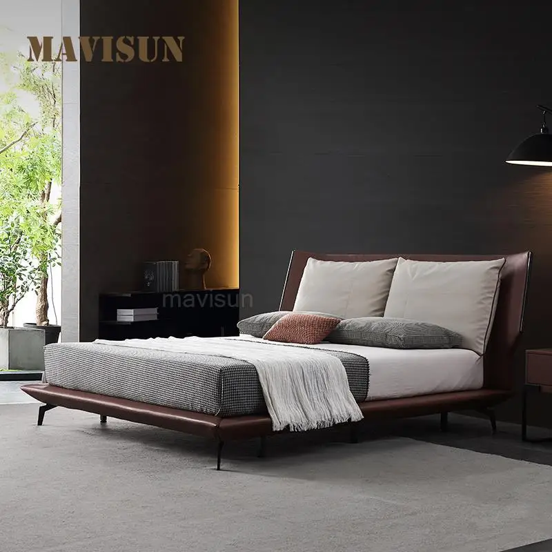 Italian Bed Modern Double Soft And Comfortable Simple High-End Designer Minimalist 2m Size Bed Master Bedroom Nordic Luxury