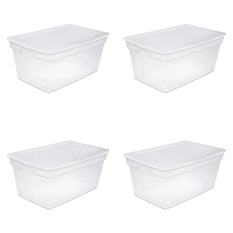 

Sterilite 90 Qt. Storage Box Plastic, White, Set of 4