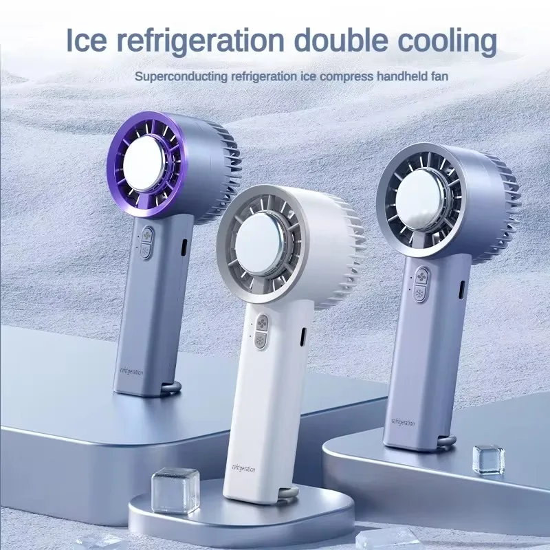 Ice Compress Mini Fan USB Rechargeable Handheld Semiconductor Refrigeration Portable Small Charging Turbo Fan Air Conditioner 6