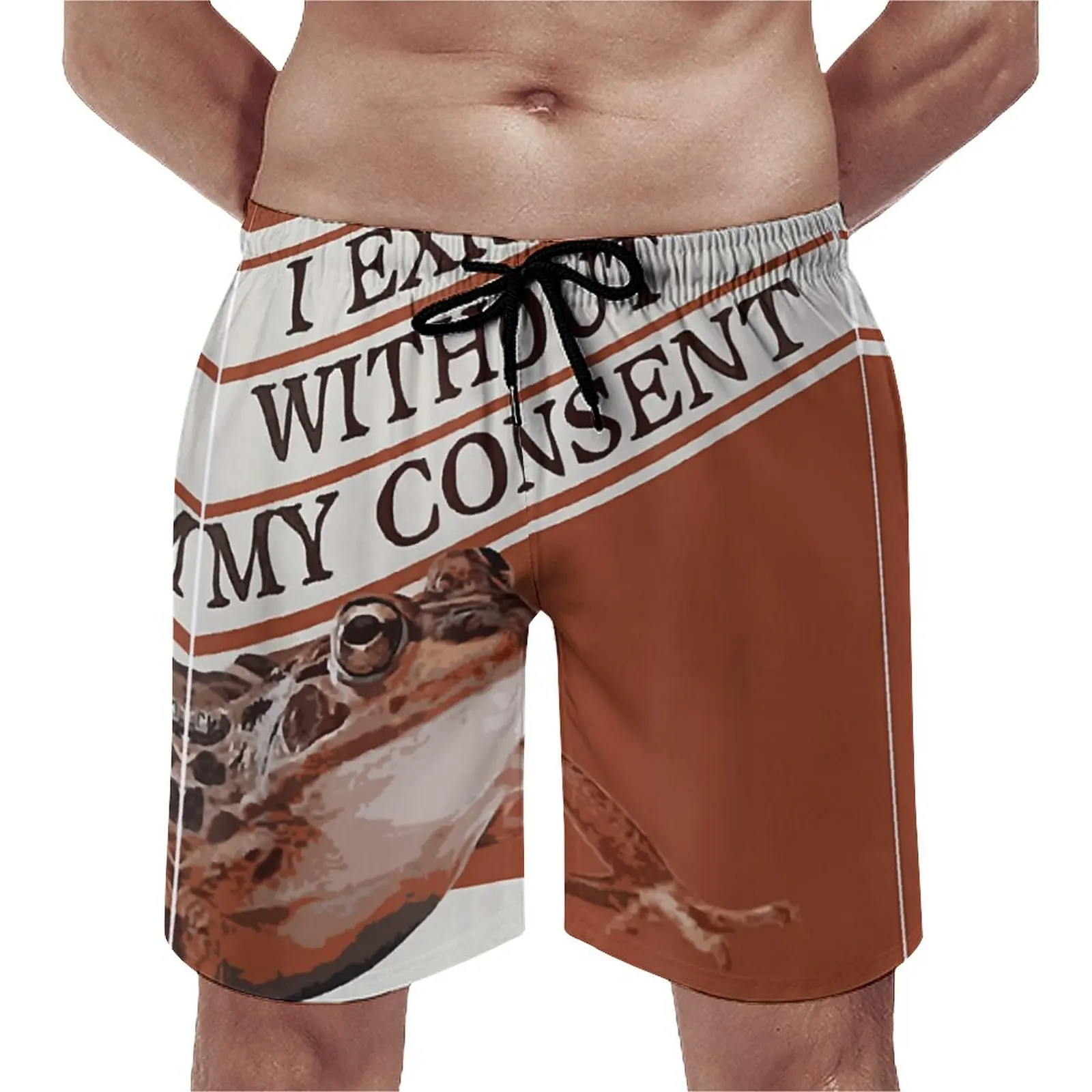 

Beach Shorts I Exist Without My Consent Frog 3 Sea Beach Breathable Quick Dry Funny Graphic Casual Summer Arbitrary Adjustable D