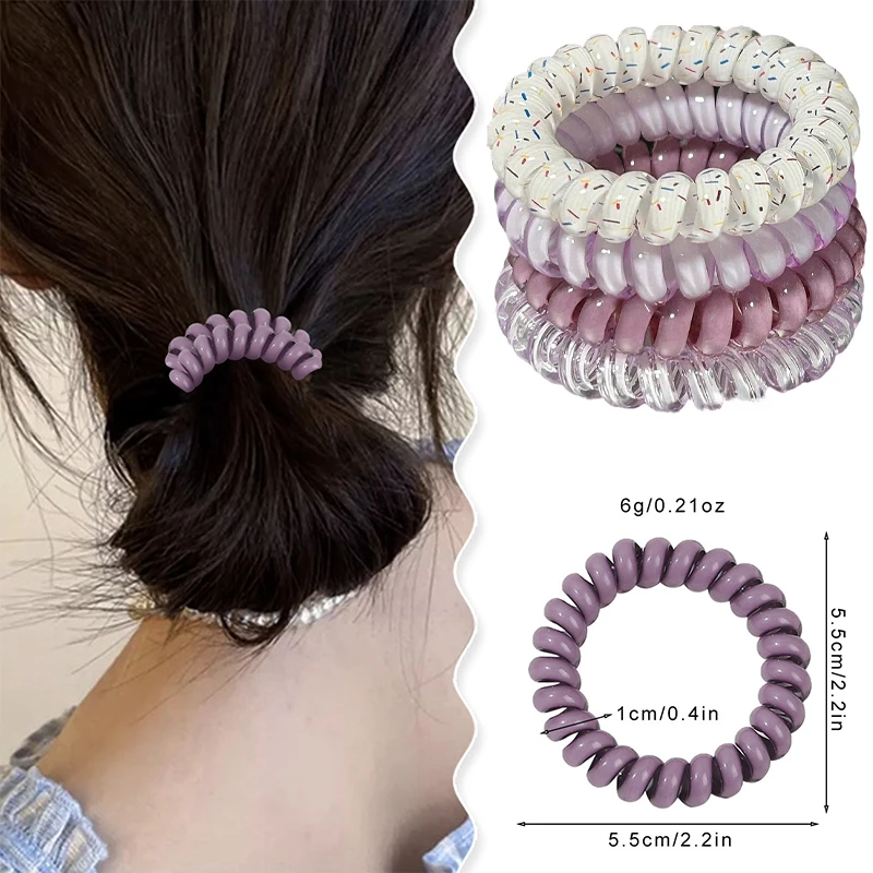 Set of 4 Spiral Hair Ties - Elastic Headbands & Scrunchies