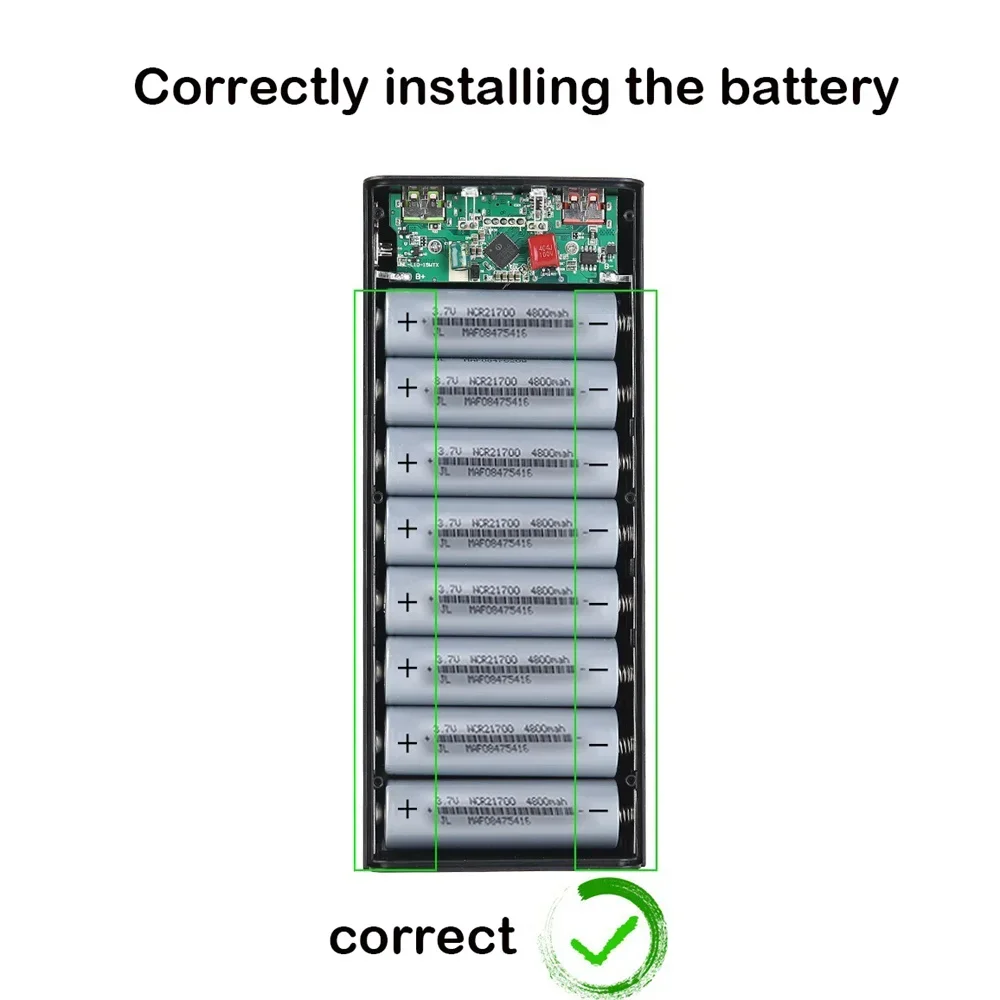 21700 Flashlight Battery Charger Box Power Bank Holder DIY Shell Case Dual USB 8x21700 Battery Storage