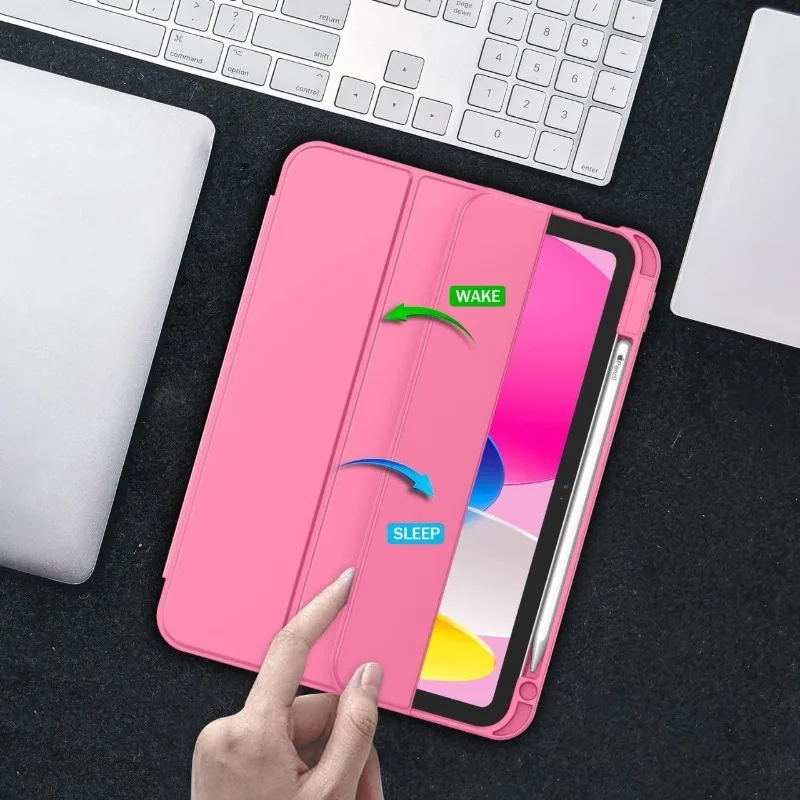 Magnetic Smart Tablet Cover with Pencil Holder and Auto Wake & Sleep Function