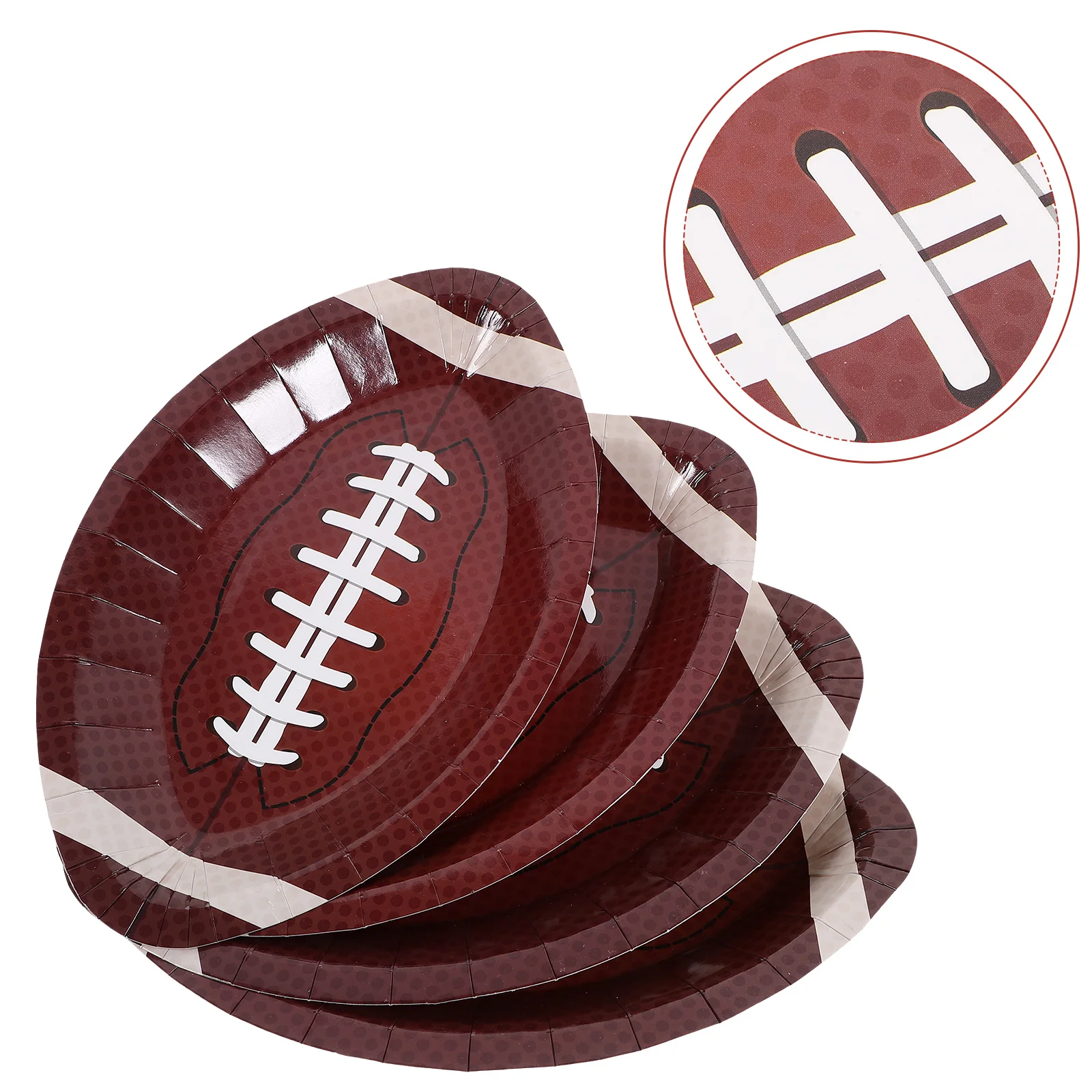 20pcs Football Paper Plates Disposable Oval Trays Deep Brown Rugby Theme Party Supplies Serving Plates Dessert Kitchen