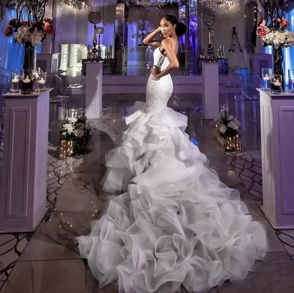 

Vintage Mermaid Wedding Dresses 2023 For Africa Tiered Skirts Lace Plus Size Bridal Gown Dubai Chapel Train Vestidos De Noiva