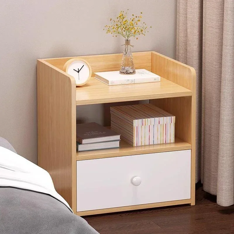 Modern Simple Nordic Bedside Table, Drawer with Lock, Multi-Layer Storage, Nightstand Sideboard, Compact Bedroom Furniture