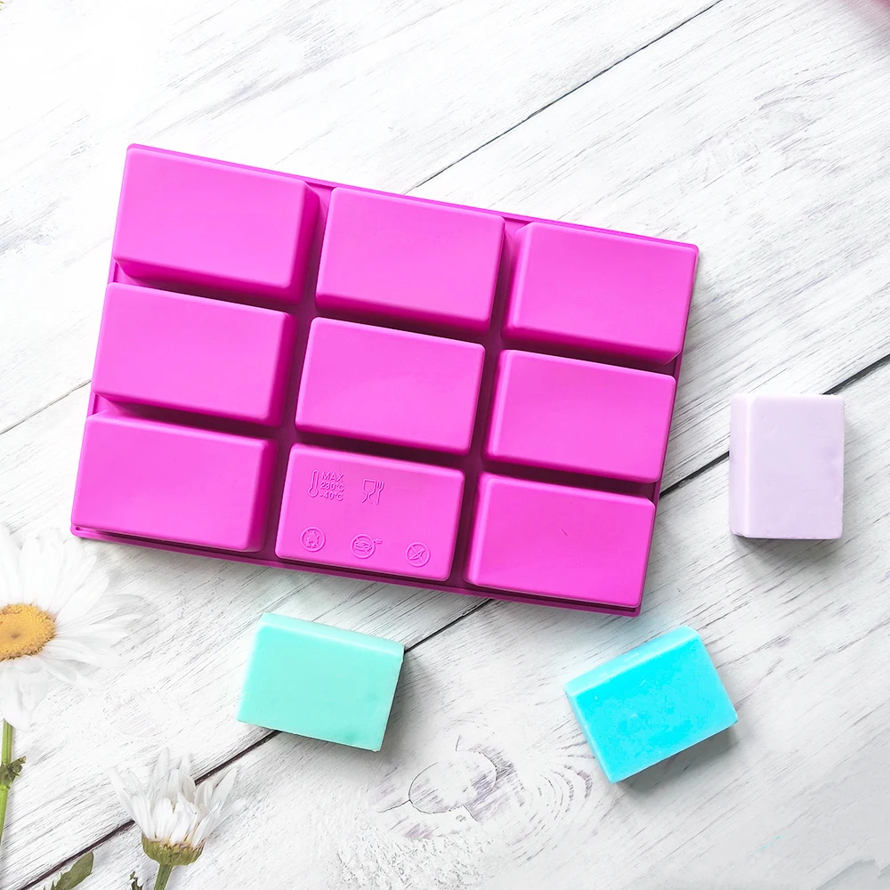 Silicone Soap Mold 9-connected Rectangular for Baking Cake 1PC