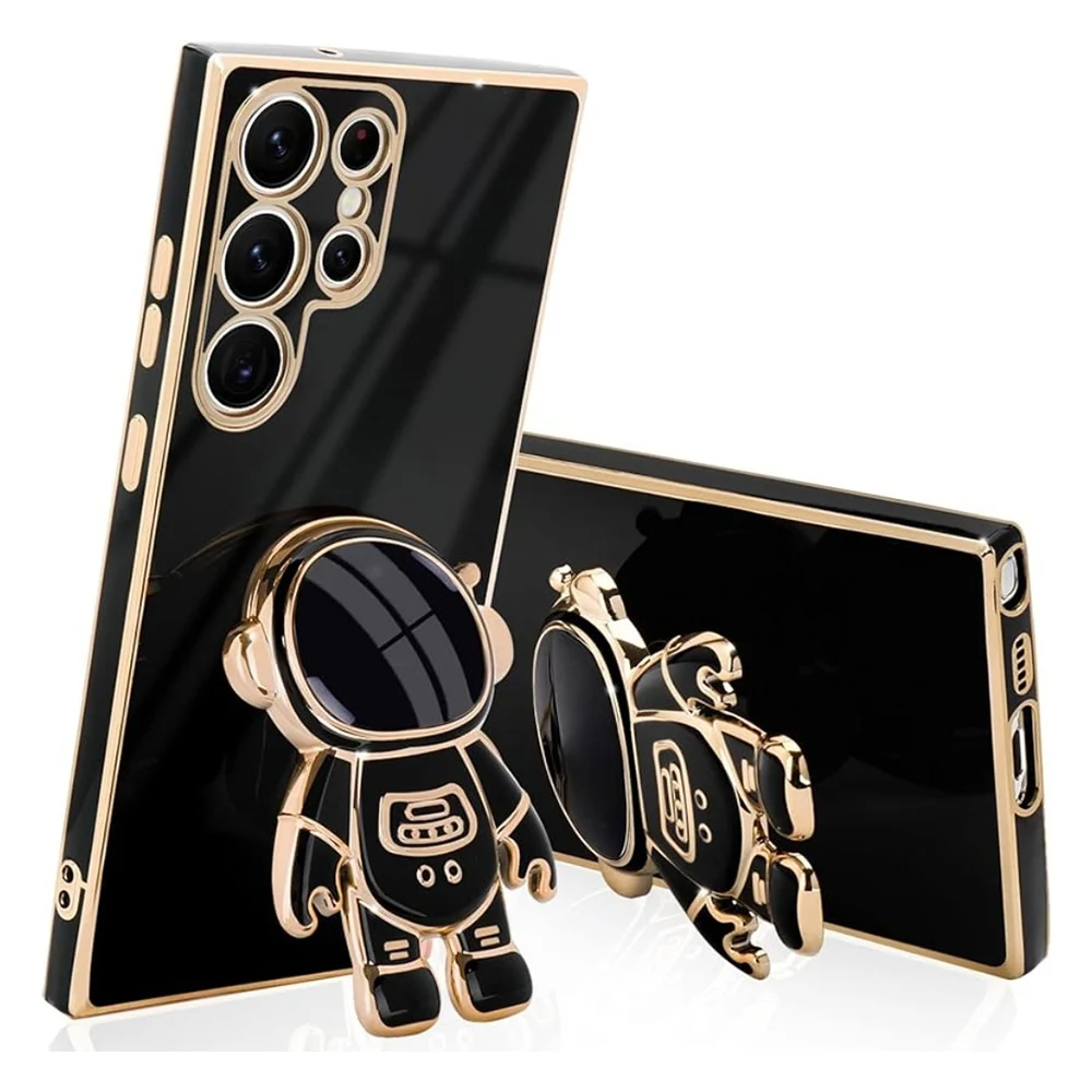 Luxury Astronaut Stand Case - Ultra Slim Fit Soft Shockproof Bumper with Electroplated Finish