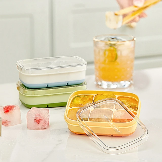 Ice Cube Tray With Lid Silicone Bottom Design Small Ice Cube Trays For  Freezer Stackable No Spill Reusable Covered Ice Cube Mold - AliExpress