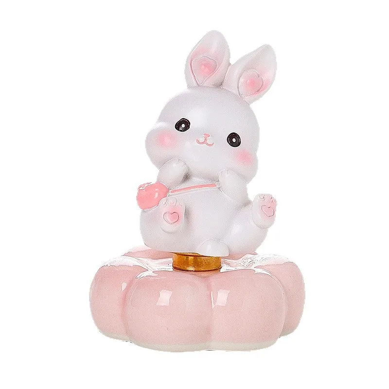 Jingdezhen 회전하는 사랑스러운 작은 토끼 데스크탑 장식 안정적인 감정 치유 사무실 워크스테이션 장식 선물