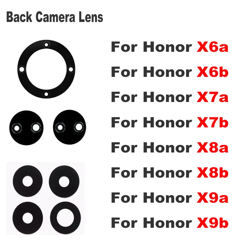 

1 шт. для Huawei Honor X6a X6b X7a X7b X8a X8b X9a X9b задний объектив камеры стеклянная Задняя крышка объектива с заменой Ahesive наклейки