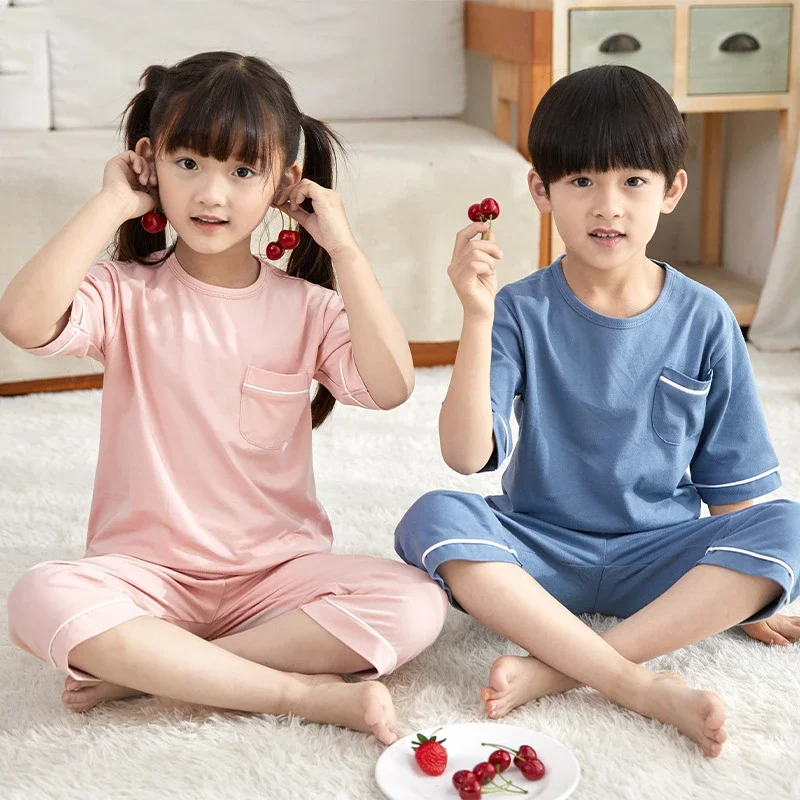 

3 6 9 12 14 Year Child Boy Girl Pajamas Cartoon Sleepwear Tops Pants Clothing Sets for Teens Girls Pyjama Kids Cotton Pijamas