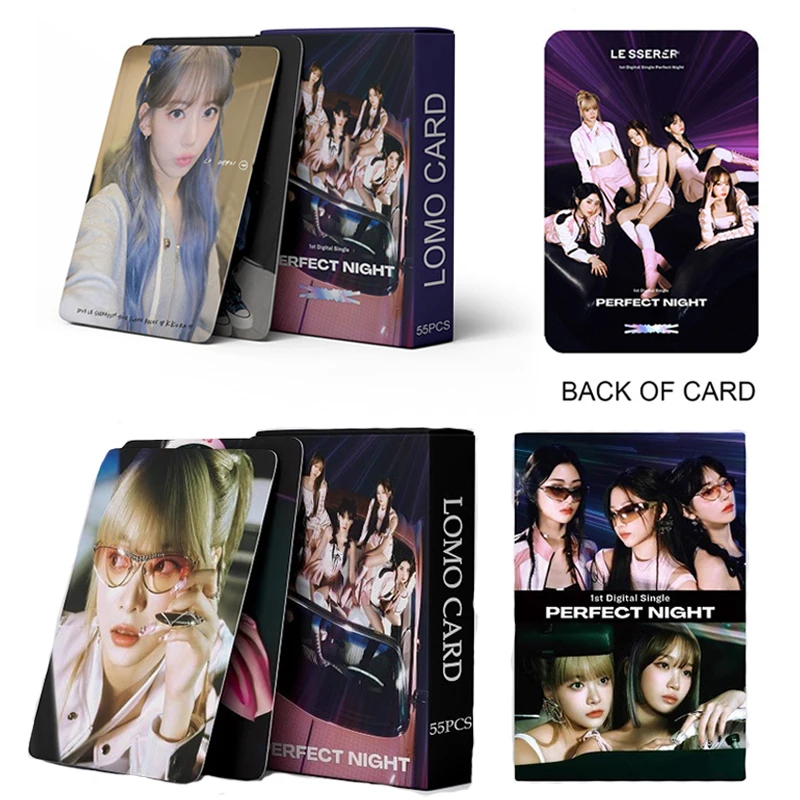 

Kpop 55pcs/set Le Sserafim Album Night Lomo Card Sakura Kim Chaewon Huh Yunjin Hong Eunchae Kazuha Postcard Photo Card
