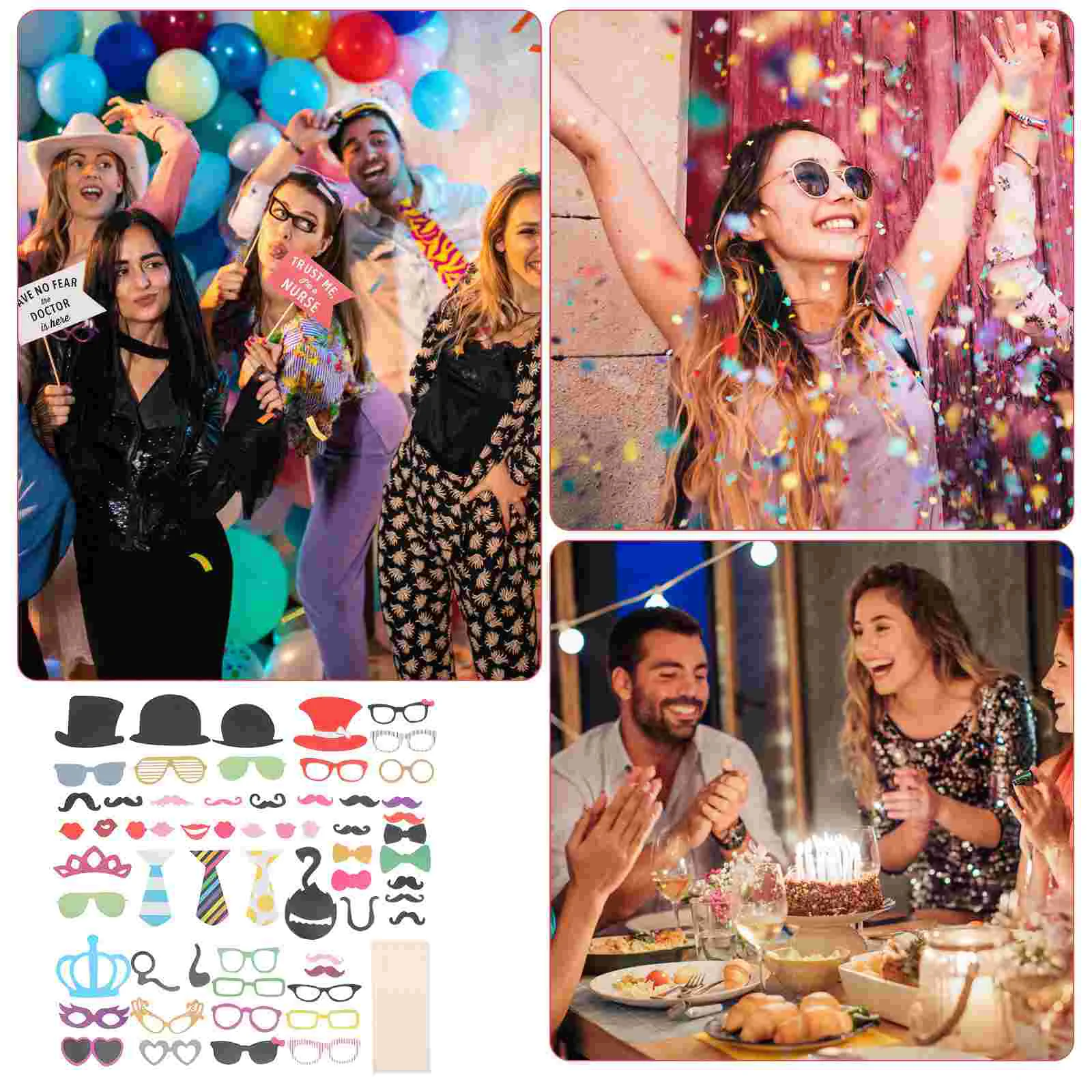 

60pcs Funny Photo Booth Props Moustache Lips Glasses Mustache On A Party Christmas Decorition