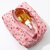 1PC Floral Puffy Quilted Makeup Bag Cosmetic Pouch Flower Strawberry Printed Large Travel Cosmetic Storage Organizer Bag Purse 5