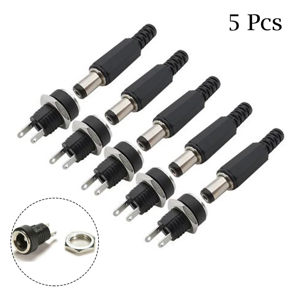 5쌍 DC 전원 커넥터 남성 여성 12V 소켓 패널 마운트 5 5x2 1mm LED 조명 장치용 연장 길이