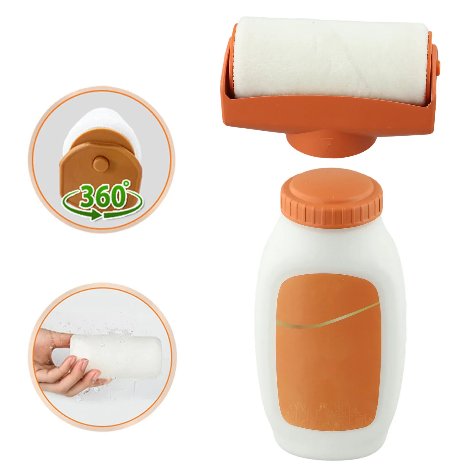 Paint Repair Tool 2-in-1 Roller Paint Home DIY Projects 360 Brushing Capability No Marking Roller For Home Improvement