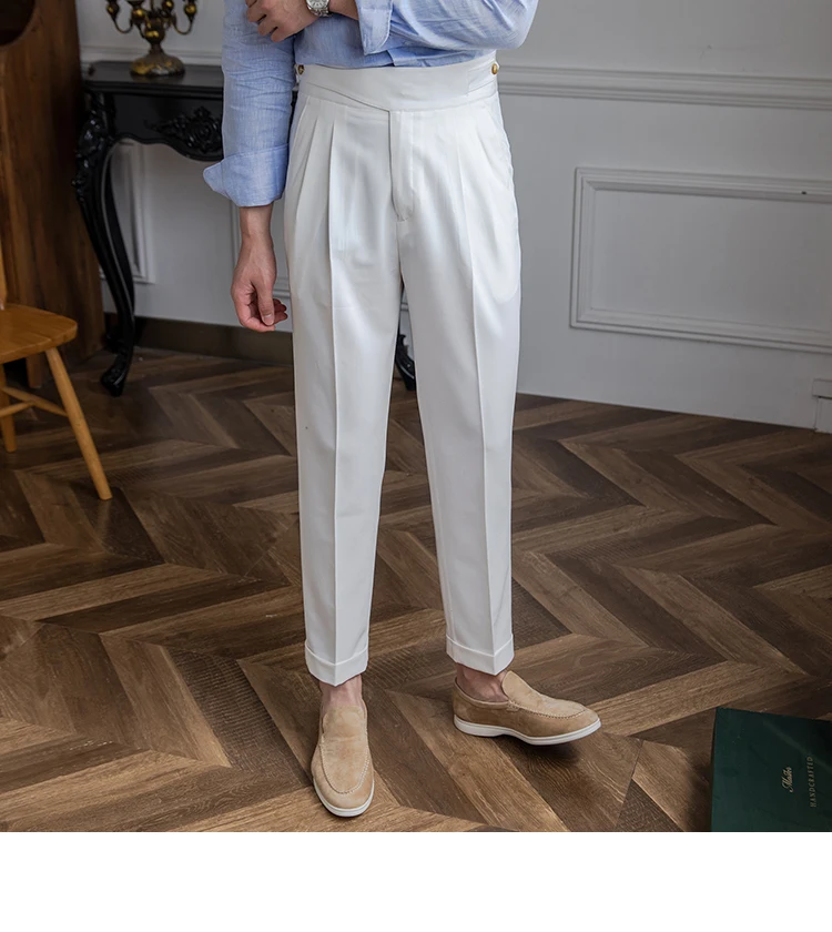 Pendler Gentleman's All-Match Sommer personalisierte Freizeithose italienischen Stil hohe Taille gerade Hose Retro trendige Männer – Detail 11