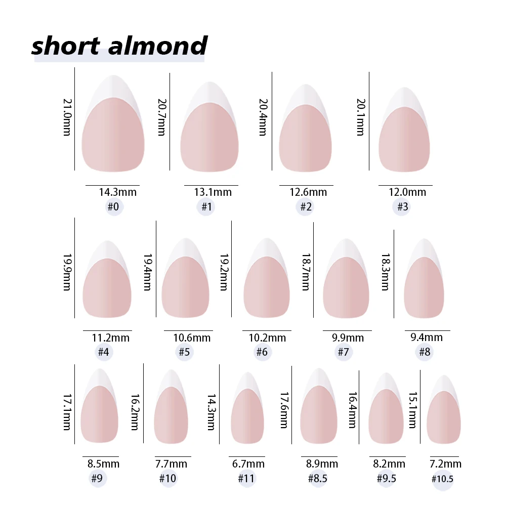 240pcs/box White French Tips Press-on Nails