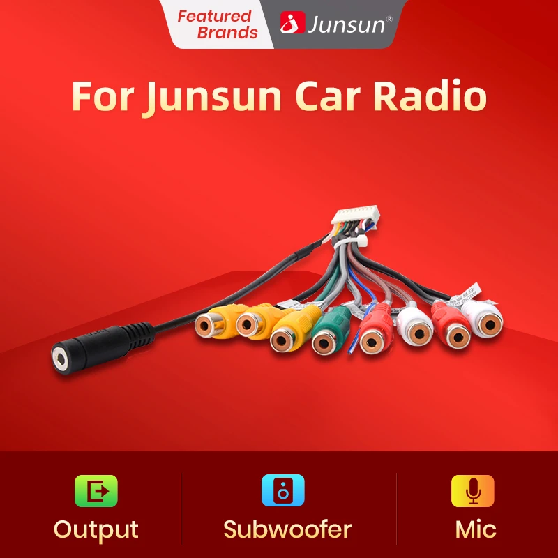 Junsun Car Stereo Radio Rca Output Wire Auxin Adapter Cable Cables
