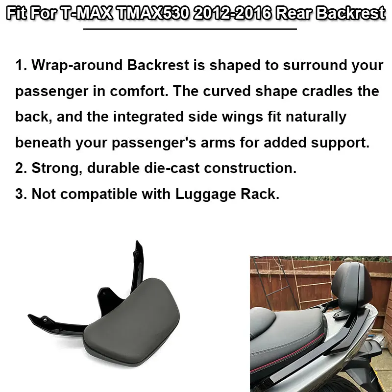 TMAX530 T MAX 530 Motorcycle Accessories Rear Passenger Seat Backrest Frame Back Rest Cushion Fit For YAMAHA T-MAX530 2012-
