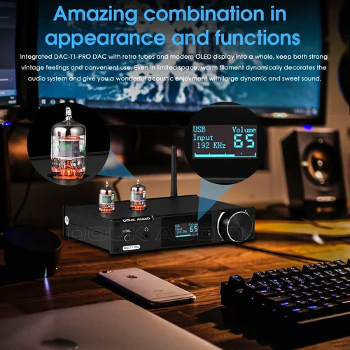 Douk Audio-HiFi 블루투스 5.0 밸브 튜브 프리 앰프, 동축/아날로그 변환기 OPT, USB DAC 스피커 수신기, 헤드폰 앰프 4