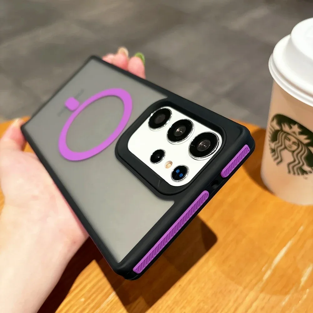 For Magsafe Fashion Slim Matte Liquid PC Magnetic Wireless Charging Case For Samsung Galaxy S25 S24 S23 S22 Ultra Plus Cover