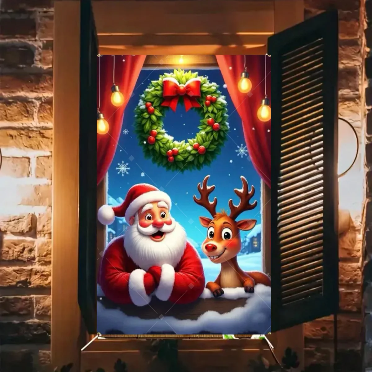 Frohe Weihnachten Fenster Dekoration Hintergrund süße Weihnachten Elfen Schneemann Weihnachtsmann Party liefert Weihnachten Fenster Dekor Banner – Detail 10