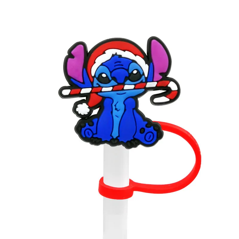 Disney Stitch Christmas PVC Straw Cover Drinking Straw Resuable Silicone  Straw Stopper For 6-8mm Portable Straw Caps 10PC