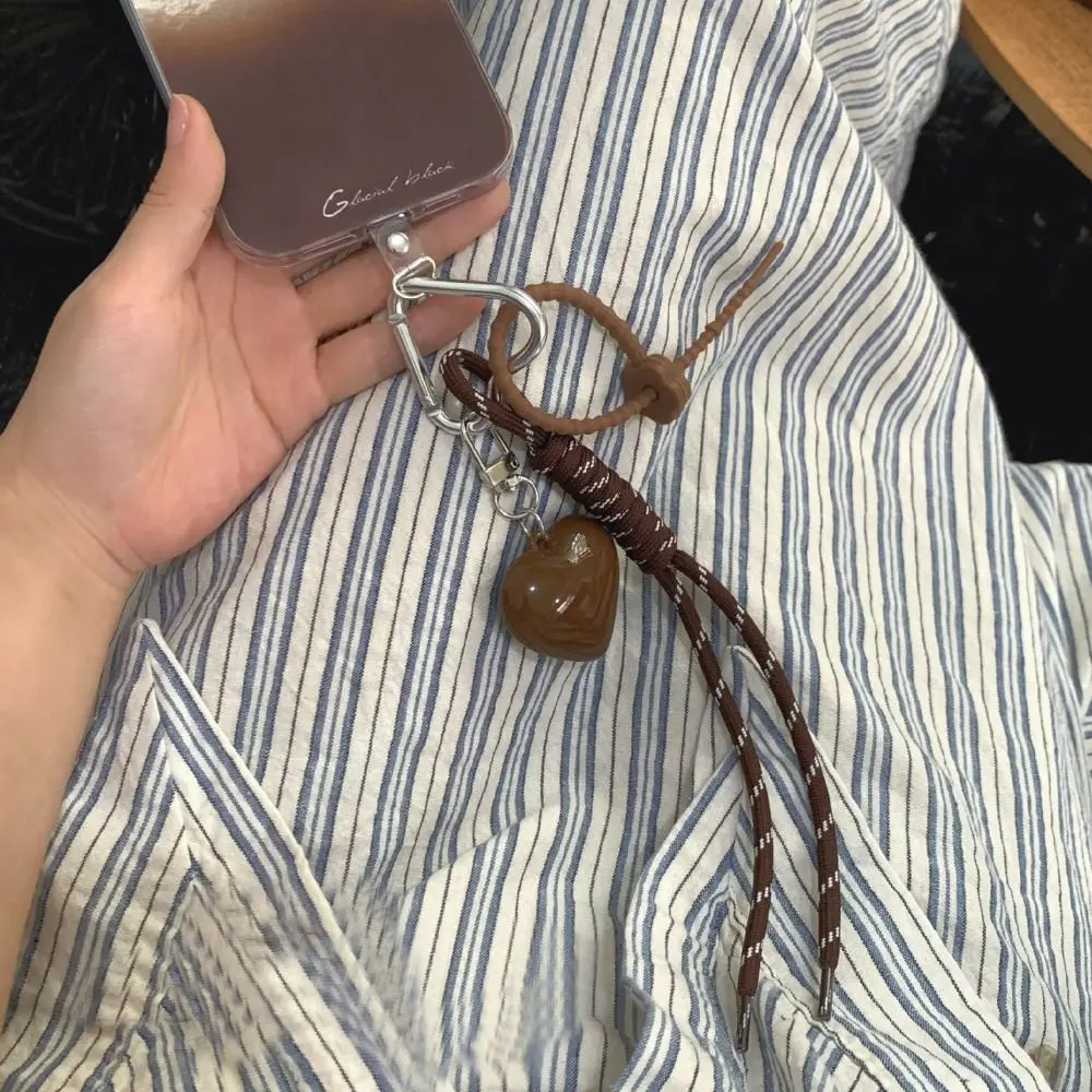 Leather Rope Keychain Cherry Bow Lanyard Handmade Bag Pendant